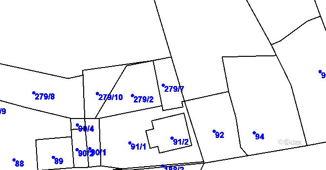 Parcela st. 279/7 v KÚ Dubice u České Lípy, Katastrální mapa