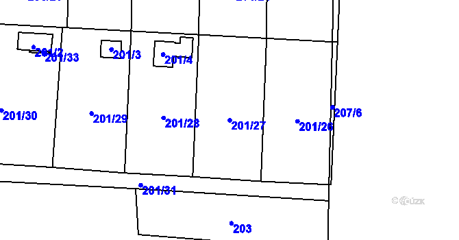 Parcela st. 201/27 v KÚ Dubice u České Lípy, Katastrální mapa