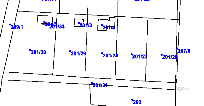 Parcela st. 201/28 v KÚ Dubice u České Lípy, Katastrální mapa