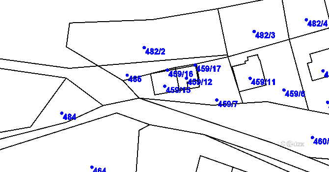 Parcela st. 459/15 v KÚ Dubice u České Lípy, Katastrální mapa
