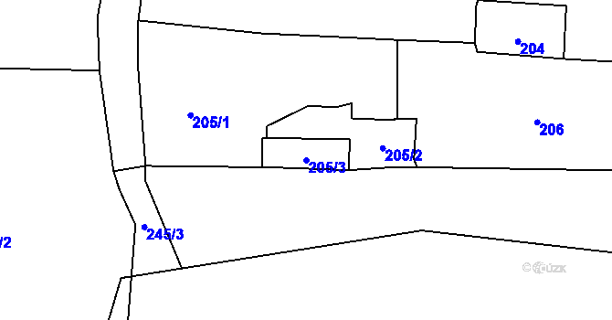 Parcela st. 205/3 v KÚ Dubice u České Lípy, Katastrální mapa