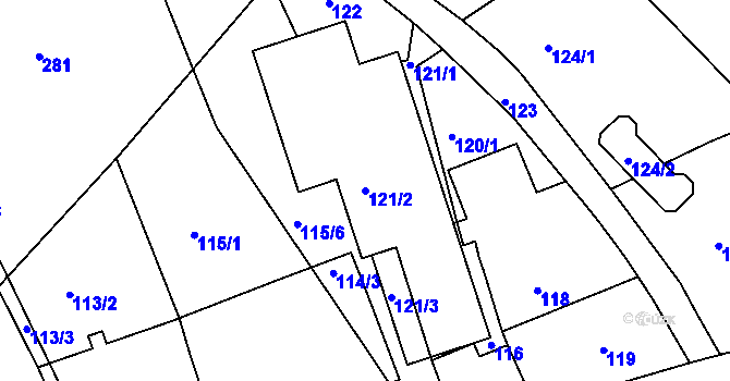 Parcela st. 121/2 v KÚ Dubice u České Lípy, Katastrální mapa