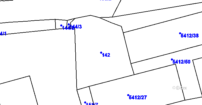 Parcela st. 142 v KÚ Dubice u České Lípy, Katastrální mapa