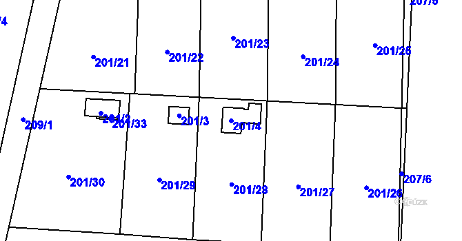 Parcela st. 201/4 v KÚ Dubice u České Lípy, Katastrální mapa