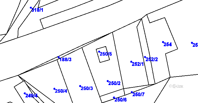 Parcela st. 250/5 v KÚ Dubice u České Lípy, Katastrální mapa