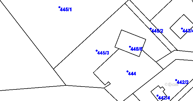 Parcela st. 445/3 v KÚ Dubice u České Lípy, Katastrální mapa