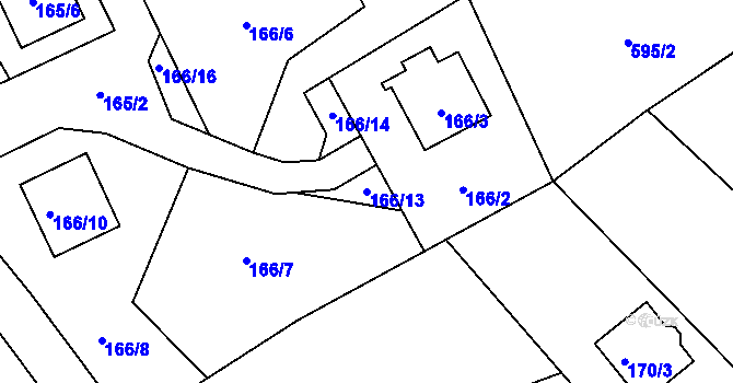 Parcela st. 166/13 v KÚ Dolní Libchava, Katastrální mapa