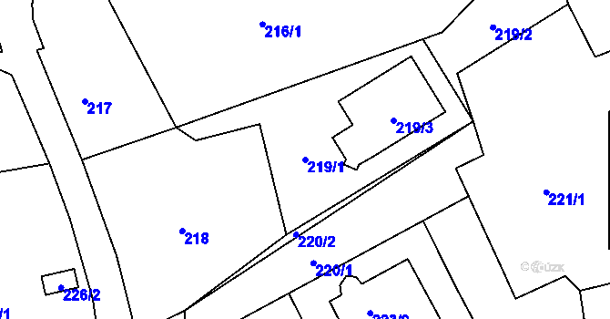 Parcela st. 219/1 v KÚ Dolní Libchava, Katastrální mapa