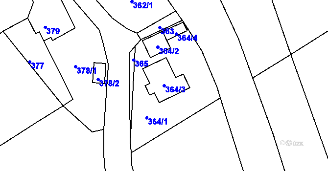 Parcela st. 364/3 v KÚ Dolní Libchava, Katastrální mapa