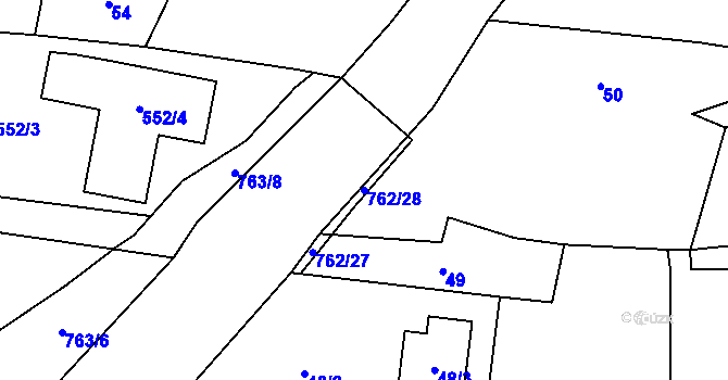 Parcela st. 762/28 v KÚ Dolní Libchava, Katastrální mapa
