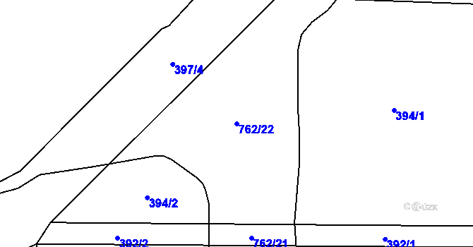 Parcela st. 762/22 v KÚ Dolní Libchava, Katastrální mapa