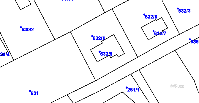Parcela st. 632/5 v KÚ Dolní Libchava, Katastrální mapa