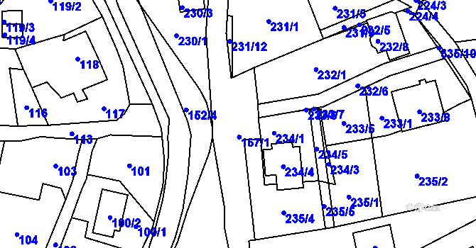 Parcela st. 167/1 v KÚ Dolní Libchava, Katastrální mapa