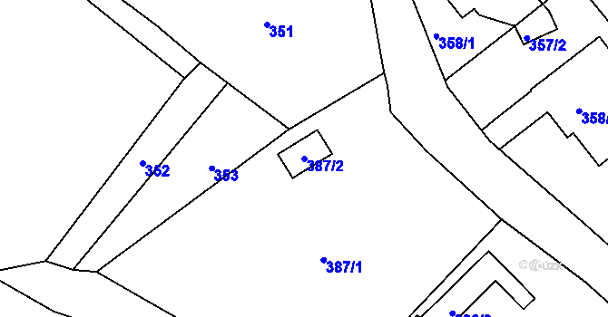 Parcela st. 387/2 v KÚ Dolní Libchava, Katastrální mapa