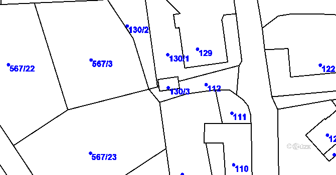 Parcela st. 130/3 v KÚ Dolní Libchava, Katastrální mapa