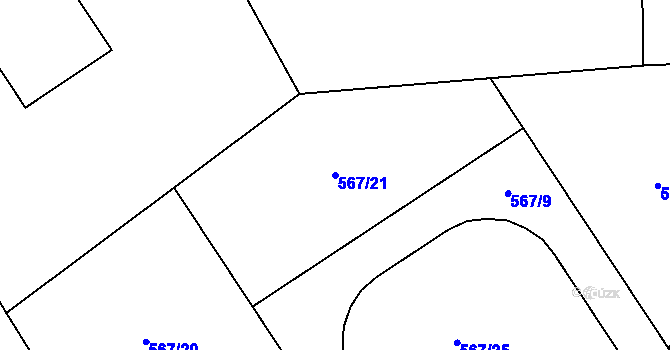 Parcela st. 567/21 v KÚ Dolní Libchava, Katastrální mapa