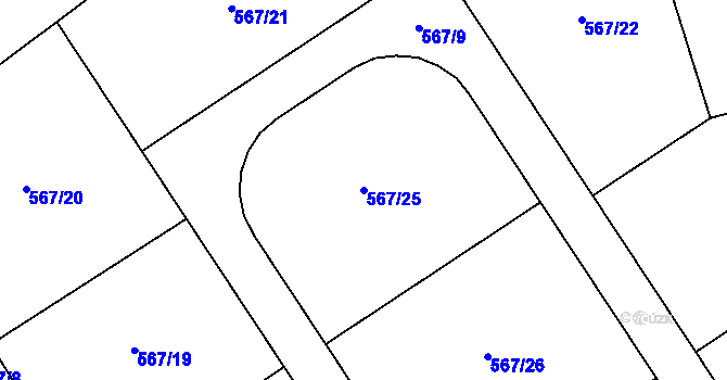 Parcela st. 567/25 v KÚ Dolní Libchava, Katastrální mapa