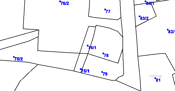 Parcela st. 76/1 v KÚ Dolní Libchava, Katastrální mapa