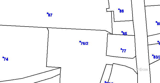 Parcela st. 76/2 v KÚ Dolní Libchava, Katastrální mapa
