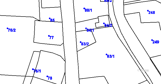 Parcela st. 83/2 v KÚ Dolní Libchava, Katastrální mapa