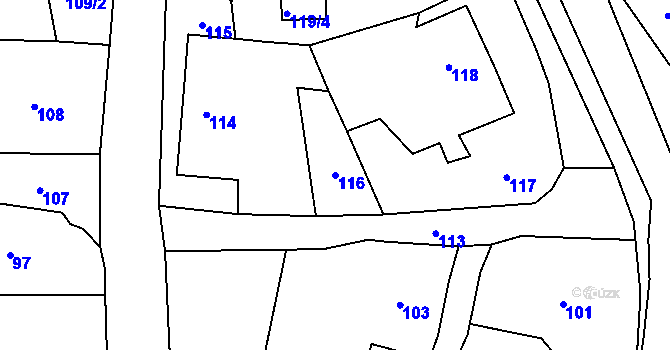 Parcela st. 116 v KÚ Dolní Libchava, Katastrální mapa