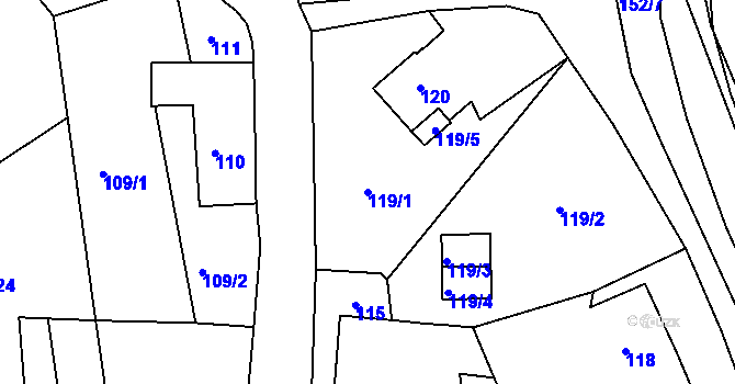 Parcela st. 119/1 v KÚ Dolní Libchava, Katastrální mapa