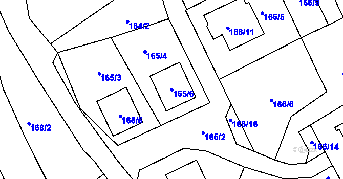 Parcela st. 165/6 v KÚ Dolní Libchava, Katastrální mapa