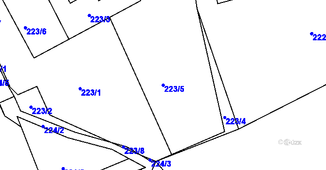 Parcela st. 223/5 v KÚ Dolní Libchava, Katastrální mapa