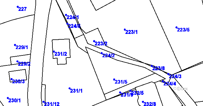 Parcela st. 224/2 v KÚ Dolní Libchava, Katastrální mapa