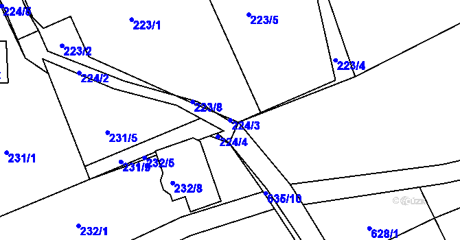 Parcela st. 224/3 v KÚ Dolní Libchava, Katastrální mapa
