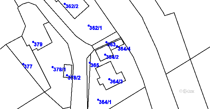 Parcela st. 364/2 v KÚ Dolní Libchava, Katastrální mapa