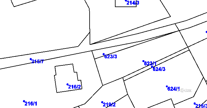 Parcela st. 623/3 v KÚ Dolní Libchava, Katastrální mapa
