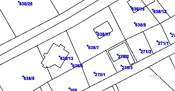 Parcela st. 638/7 v KÚ Dolní Libchava, Katastrální mapa