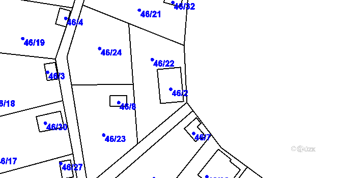 Parcela st. 46/2 v KÚ Lada, Katastrální mapa