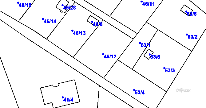 Parcela st. 46/12 v KÚ Lada, Katastrální mapa