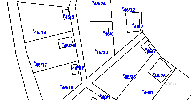 Parcela st. 46/23 v KÚ Lada, Katastrální mapa