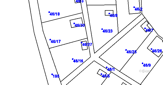 Parcela st. 46/27 v KÚ Lada, Katastrální mapa