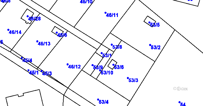 Parcela st. 53/1 v KÚ Lada, Katastrální mapa