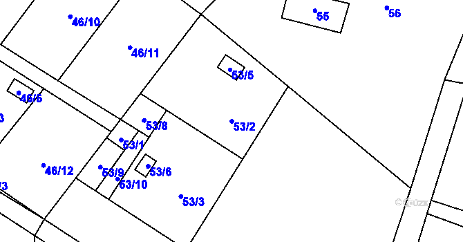 Parcela st. 53/2 v KÚ Lada, Katastrální mapa