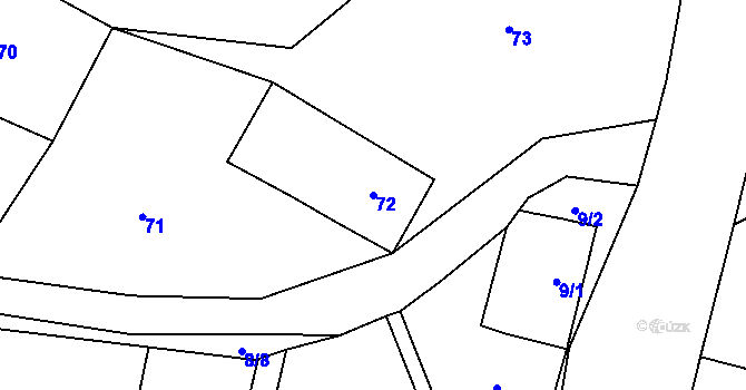 Parcela st. 72 v KÚ Lada, Katastrální mapa
