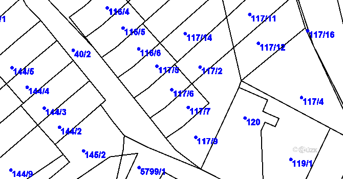 Parcela st. 117/6 v KÚ Lada, Katastrální mapa