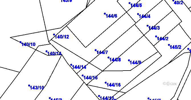 Parcela st. 144/7 v KÚ Lada, Katastrální mapa