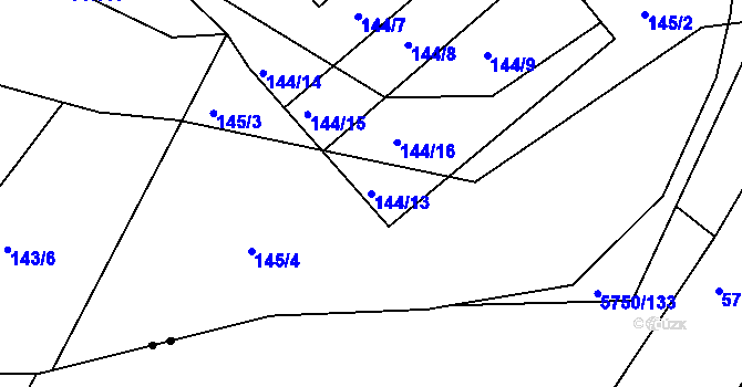 Parcela st. 144/13 v KÚ Lada, Katastrální mapa