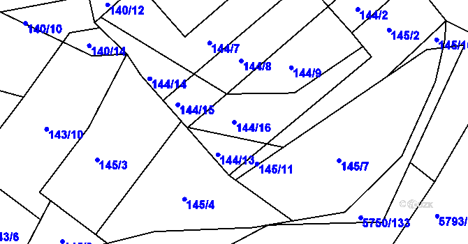 Parcela st. 144/16 v KÚ Lada, Katastrální mapa