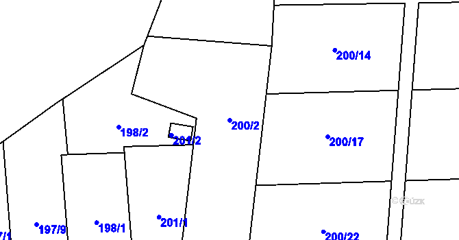 Parcela st. 200/2 v KÚ Lada, Katastrální mapa