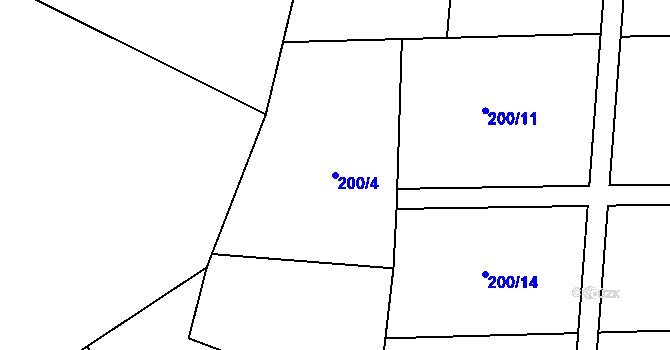 Parcela st. 200/4 v KÚ Lada, Katastrální mapa