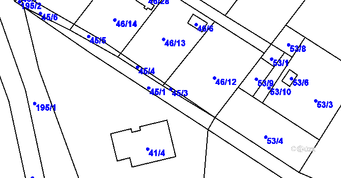 Parcela st. 45/3 v KÚ Lada, Katastrální mapa