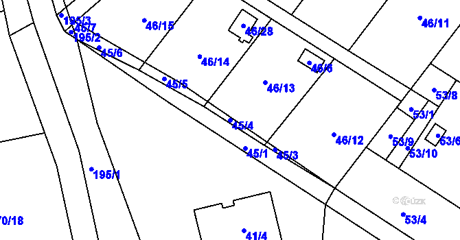 Parcela st. 45/4 v KÚ Lada, Katastrální mapa