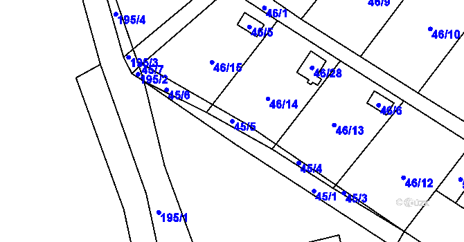 Parcela st. 45/5 v KÚ Lada, Katastrální mapa