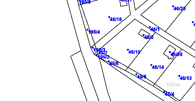 Parcela st. 45/7 v KÚ Lada, Katastrální mapa